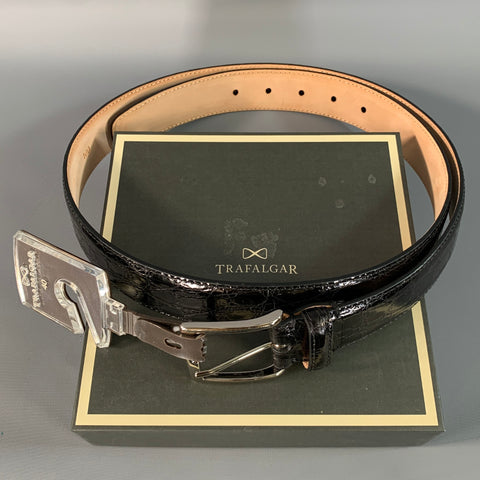 TRAFALGAR Size 40 Balck Crocodile Leather Belt