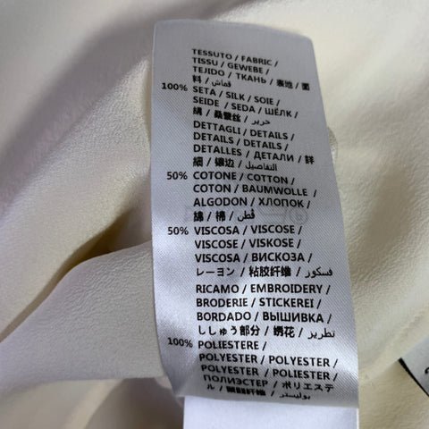 GUCCI Size 2 Cream Red Blue Silk Embellishment Pussybow Honeybees Blouse