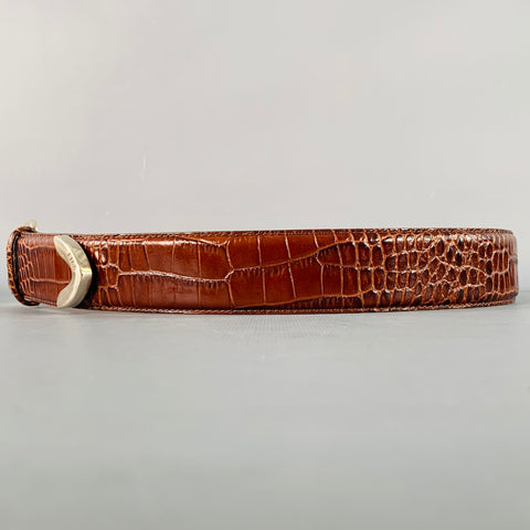 LAUREN by RALPH LAUREN Size M Brown Silver Embossed Leather Belt