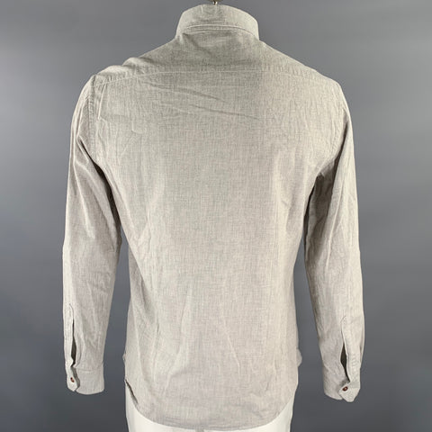 BARENA Size XL Grey Heather Cotton Button Down Long Sleeve Shirt