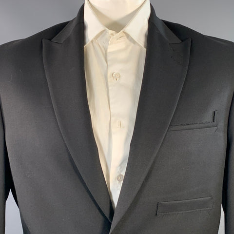 ADER ERROR Size L Black Multi Color Splattered Wool Peak Lapel Sport Coat