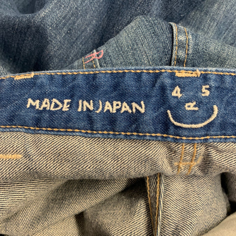 45rpm Size 28 Blue Cotton Distressed Straight Selvedge Jeans