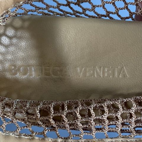 BOTTEGA VENETA Size 9 Tan Lambskin Leather Mesh Stiletto Heels Pumps
