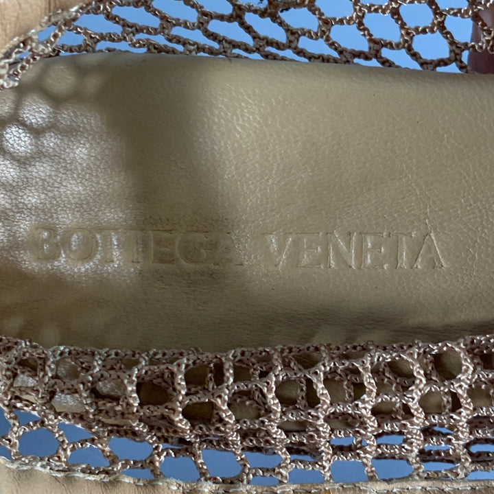 BOTTEGA VENETA Size 9 Tan Lambskin Leather Mesh Stiletto Heels Pumps