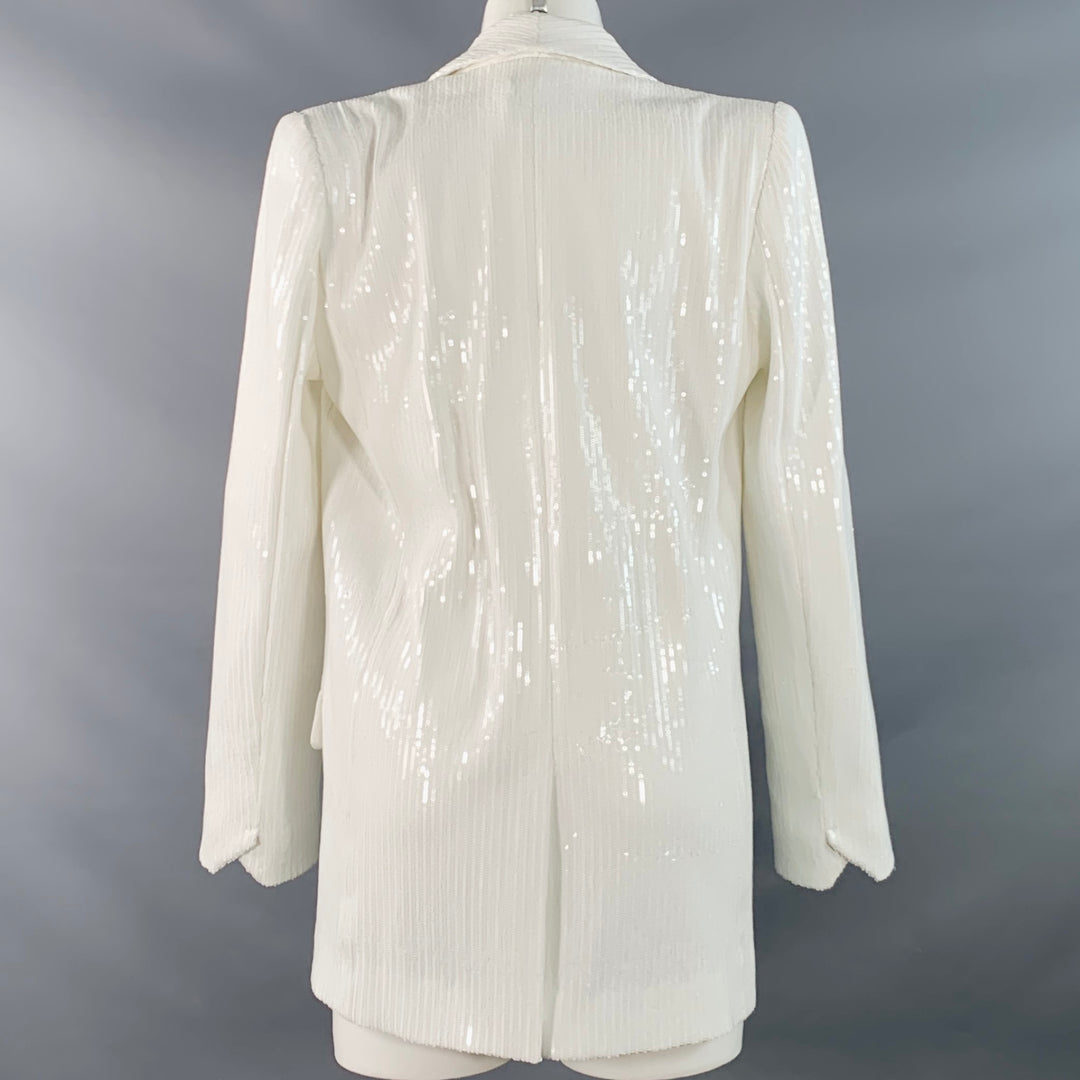 ZADIG & VOLTAIRE Size S Vive White Cotton Blend Sequined Shawl Collar Jacket Blazer