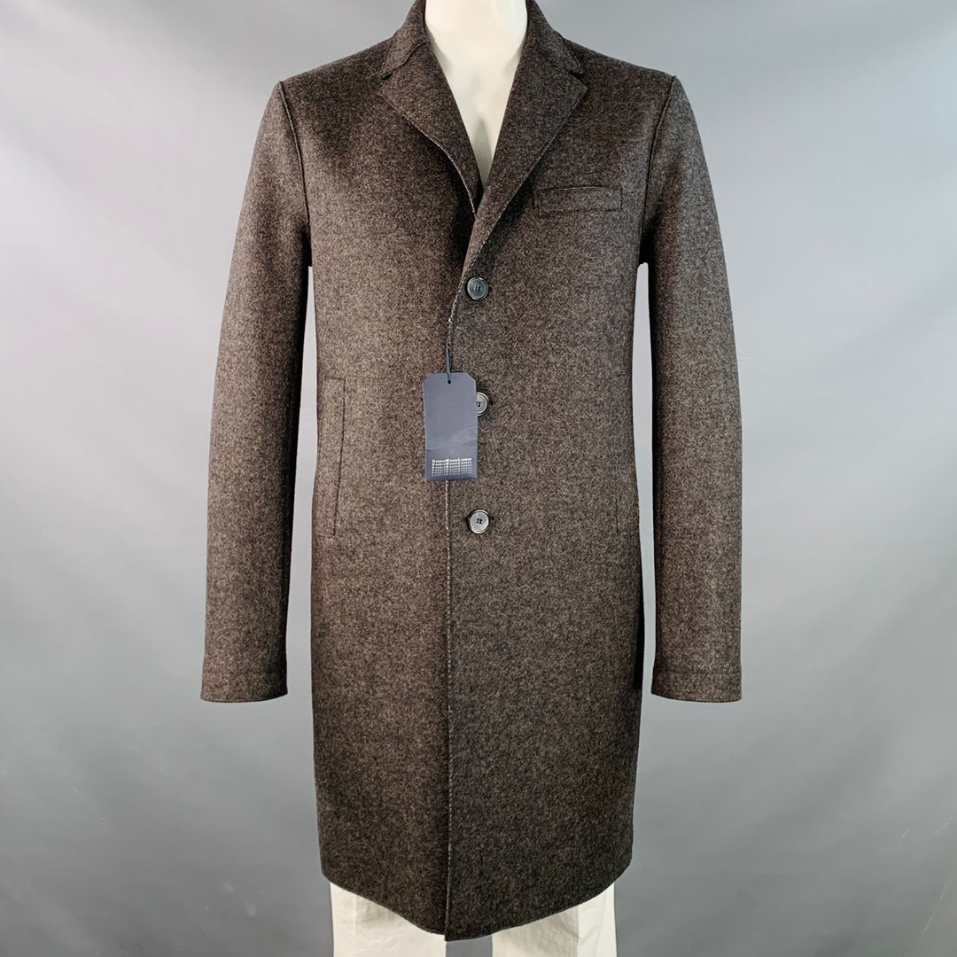 HARRIS WHARF LONDON Size 46 Heather Grey Brown Black Wool Single Breasted Coat