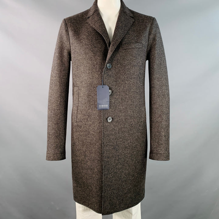 HARRIS WHARF LONDON Size 46 Heather Grey Brown Black Wool Single Breasted Coat