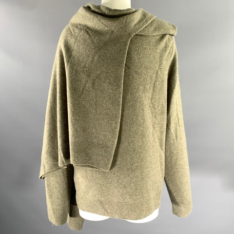 CELINE Size M Khaki Green Wool Cashmere Wrap Pullover