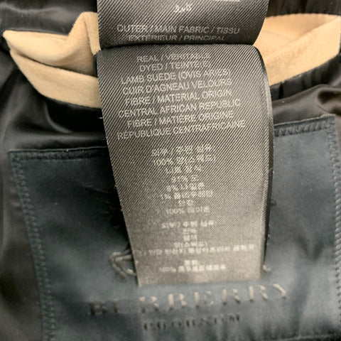 BURBERRY PRORSUM Size 42 Tan Lambskin Suede Zip Up Jacket