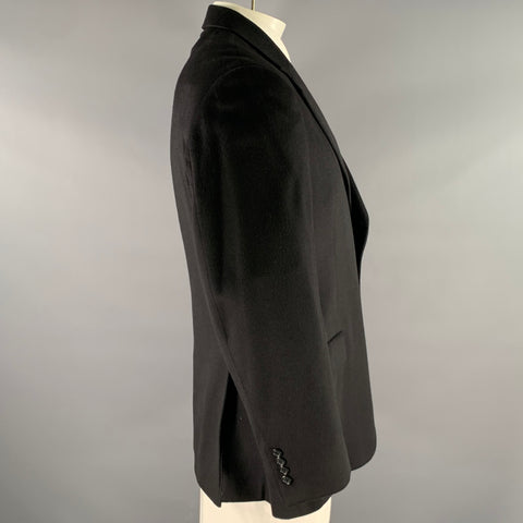 BARNEYS NEW YORK Size 44 Black Loro Piana Cashmere Notch Lapel Sport Coat