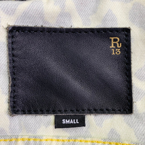 R13 Size S Reed Oversized Yellow Black Animal Print Cotton Trucker Jacket