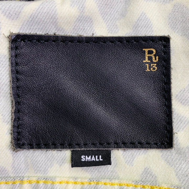 R13 Size S Reed Oversized Yellow Black Animal Print Cotton Trucker Jacket