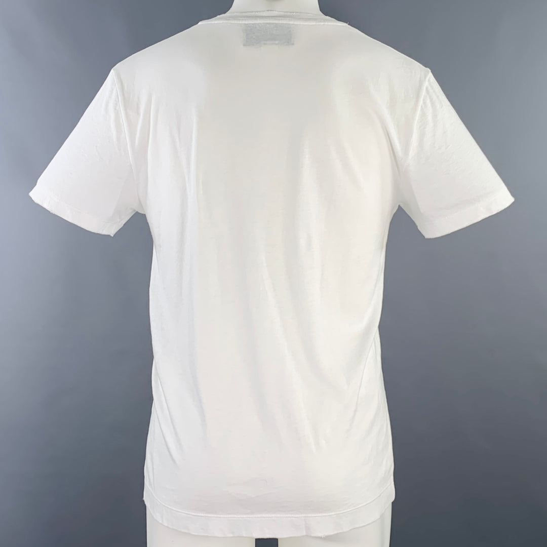 GUCCI Size S White Red Green Logo Cotton Crew-Neck T-shirt