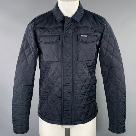 SCOTCH AND SODA Size S Navy Quilted Polyester Hidden Zipper Jacket