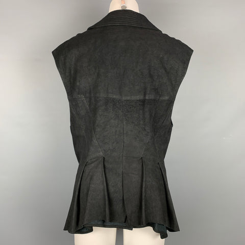 HAIDER ACKERMANN Size S Black Suede Zip Up Vest