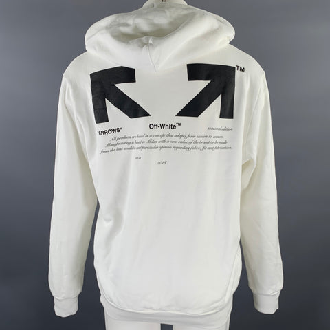 OFF-WHITE Size M Cream Logo Cotton Hoodie Sweatshirt