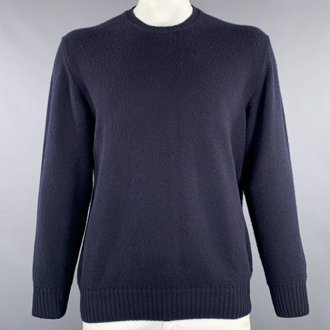 LORO PIANA Size L Navy Cashmere Crew Neck Sweater
