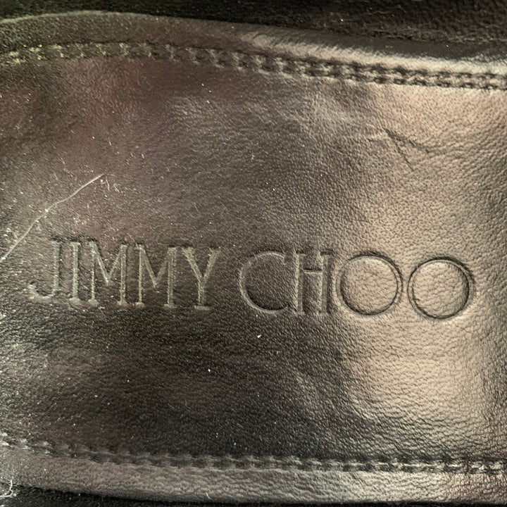 JIMMY CHOO Size 11.5 Black Grey Glitter Velvet Loafers