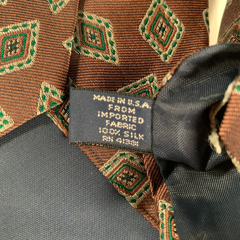 POLO by RALPH LAUREN Burgundy Green & Cream Geometric Silk Tie
