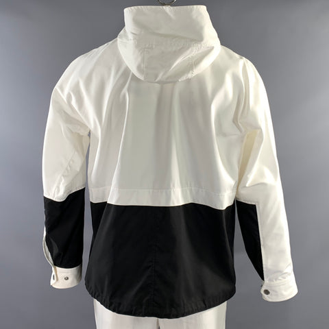 NEIL BARRETT SS2021 Size XL White Black Two Toned Polyester Windbreaker Jacket