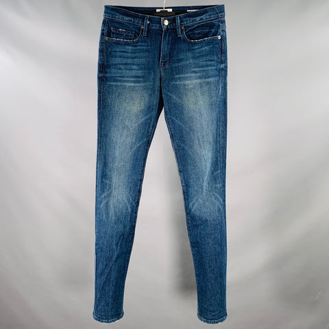 FRAME Size 29 Ethan Blue Wash Cotton Blend Skinny Distressed Jeans
