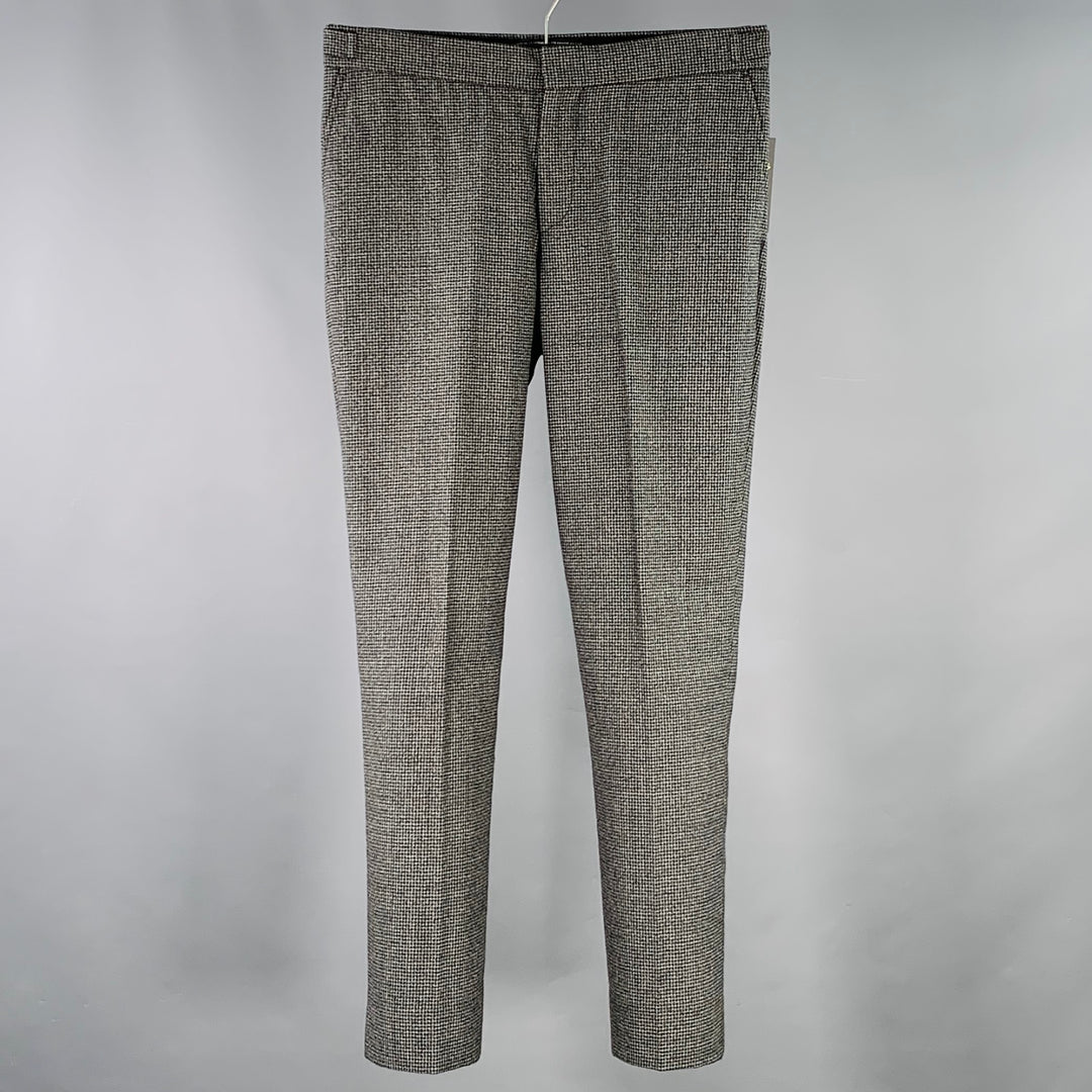 THE KOOPLES Size 30 Black Charcoal Houndstooth Wool Side Tabs Dress Pants