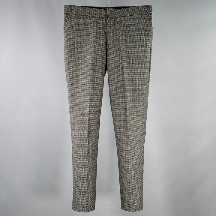 THE KOOPLES Size 30 Black Charcoal Houndstooth Wool Side Tabs Dress Pants