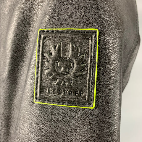 BELSTAFF Size 38 -Flash V Racer- Black Green Leather Biker Jacket