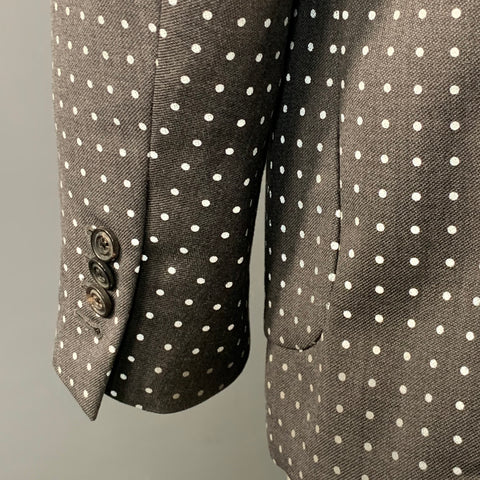 WOOSTER + LARDINI Size 44 Grey Charcoal Dots Wool Notch Lapel Sport Coat