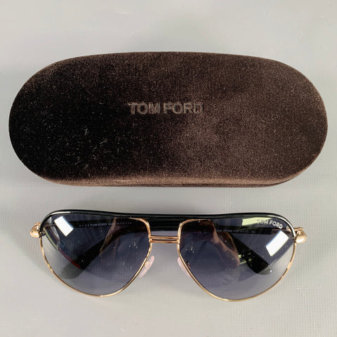 TOM FORD Cole Gold Black Metal Acetate Aviator Sunglasses