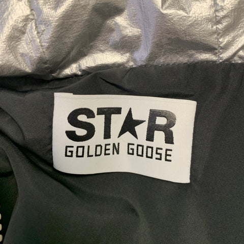 GOLDEN GOOSE Size XS Silver Black Beige Color Block Nylon Zip Up Jacket