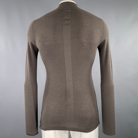 RICK OWENS FW22 Size XL -Strobe- Brown Ribbed Wool Mock Neck Pullover