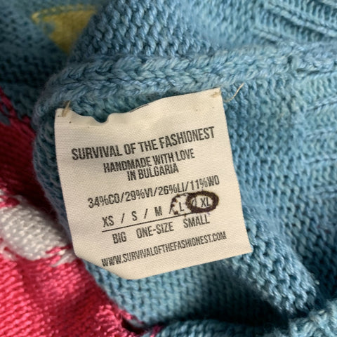 SURVIVAL OF THE FASHIONEST SS2020 Size XL Blue Multi Color Cotton Blend Sweater