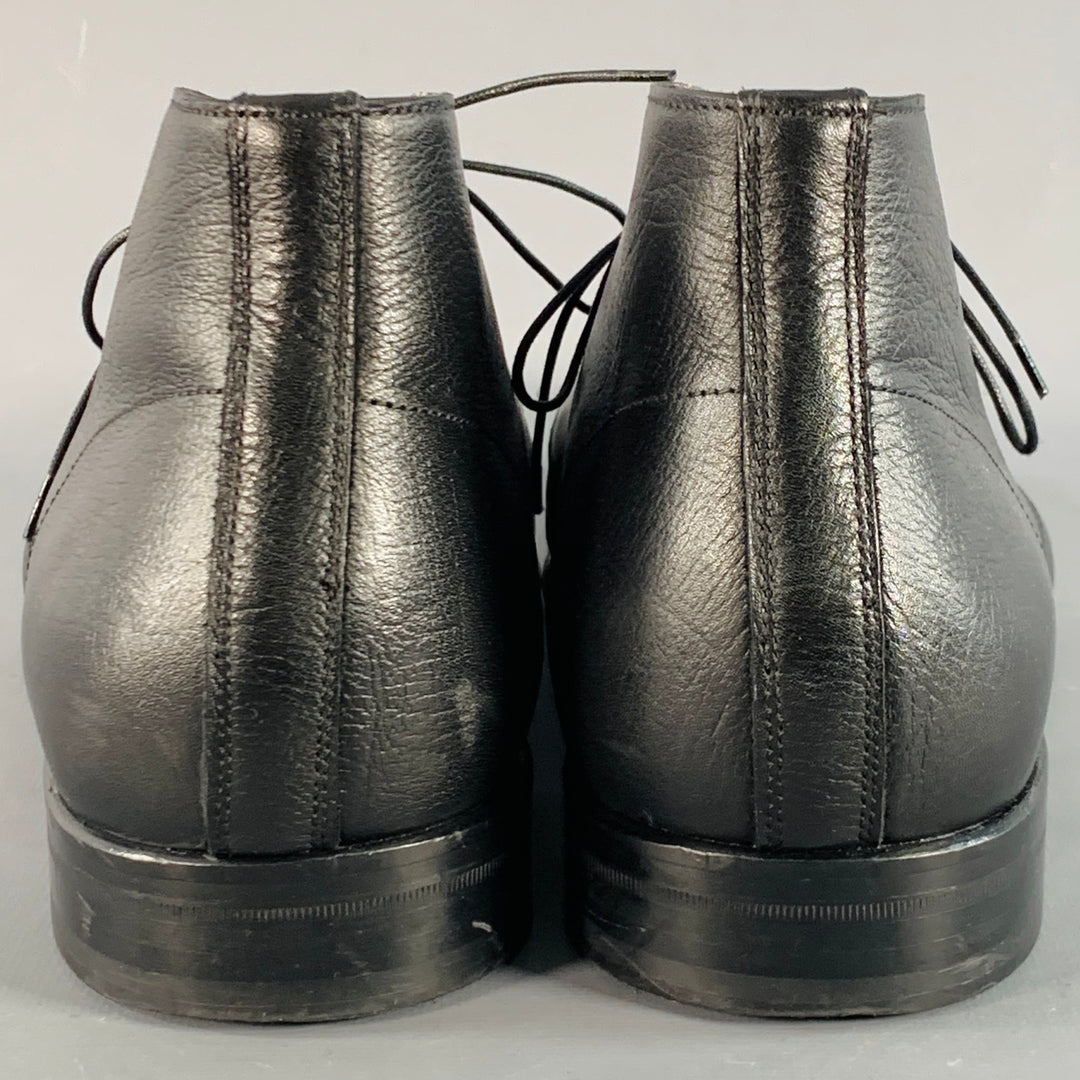 PAOLO IANTORNO Size 12 Black Leather Almond Toe Lace-Up Shoes