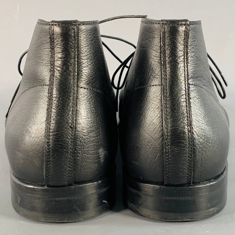 PAOLO IANTORNO Size 12 Black Leather Almond Toe Lace-Up Shoes