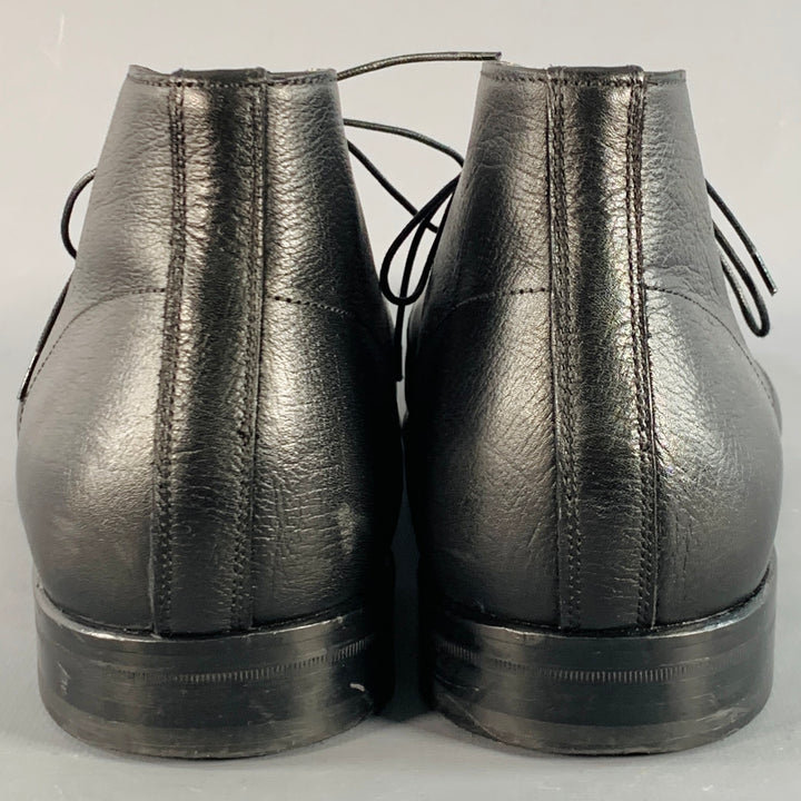 PAOLO IANTORNO Size 12 Black Leather Almond Toe Lace-Up Shoes
