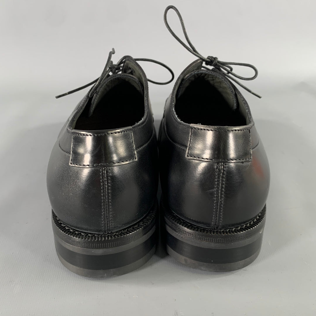 JIL SANDER Size 7 Black Leather Lace Up Shoes