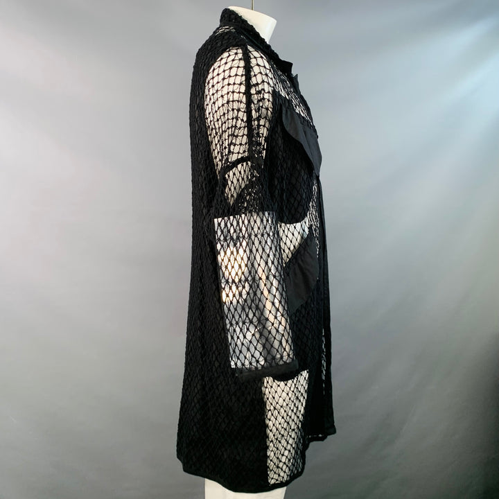 YOHJI YAMAMOTO Size S Black Fishnet Mesh Cotton Coat