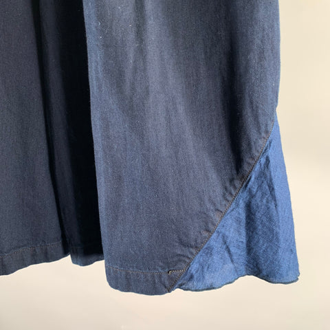 KAPITAL Size S Navy Indigo Cotton Linen Wide Shorts
