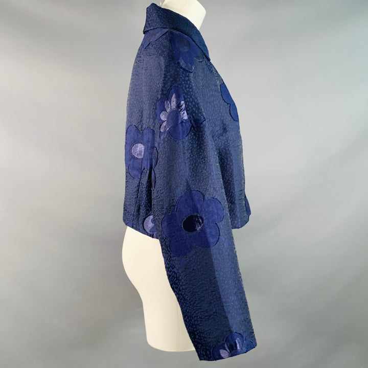 BAUM UND PFERDGARTEN Size M Navy Blue Jacquard Floral One Pocket Shirt Jacket