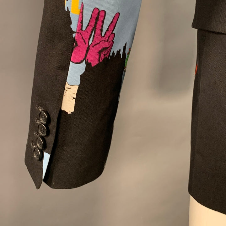WALTER VAN BEIRENDONCK FW21 Size 36 Sharp Blue Multi Color Print Cotton Sport Coat