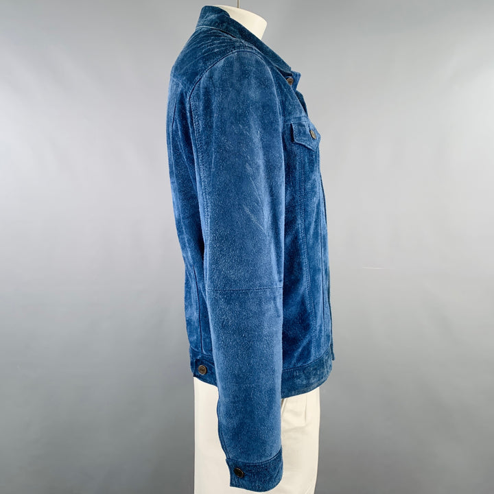 LEVI STRAUSS Size XXL Blue Suede Trucker Jacket