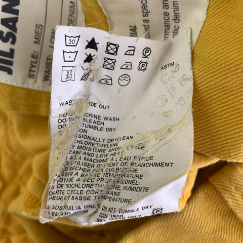 JIL SANDER Size 33 Yellow Cotton Denim Pants