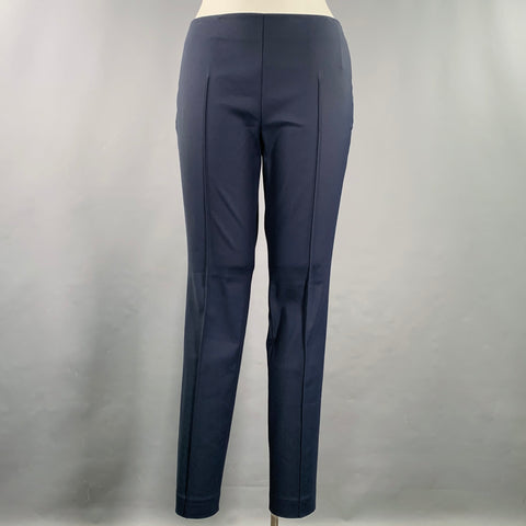 AKRIS Size 12 Navy Cotton Blend Side Zipper Dress Pants