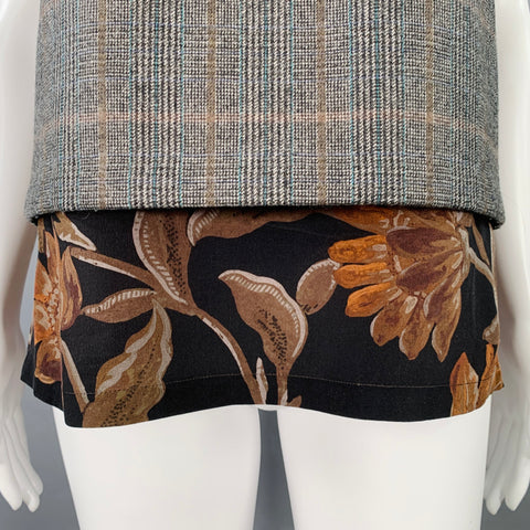 DRIES VAN NOTEN Size 8 Grey Brown Wool Plaid Sleeveless Casual Top