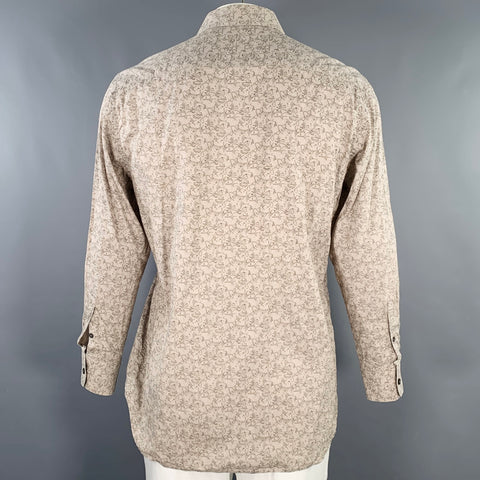 Chemise PRADA Taille XL imprimé taupe noir en coton à col ouvert et manches longues