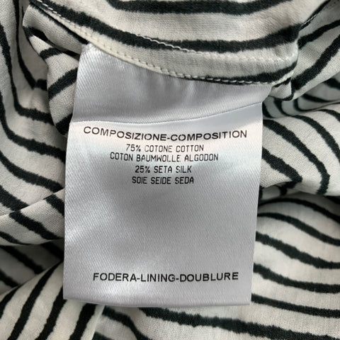 ALEXANDER MCQUEEN Size L Black White Stripe Cotton Silk Short Sleeve Shirt