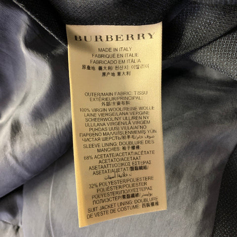 BURBERRY Size 40 Navy Heather Wool Two Button Suit