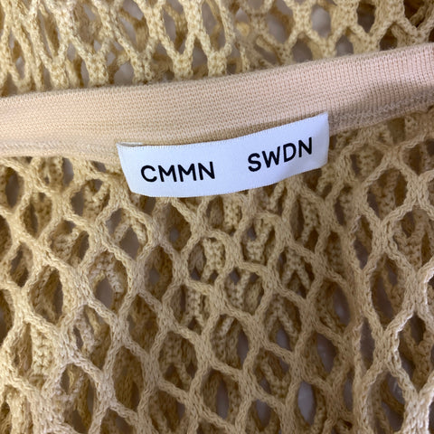 CMMN SWDN Size L Tan Khaki Knit Cotton See Through Tank Top