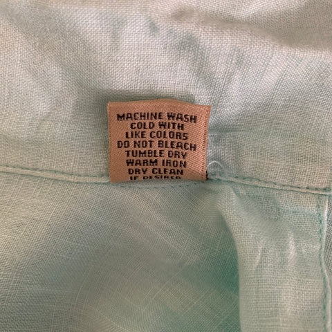 NATURAL BLUE Size L Blue Turqoise Heather Linen Pointed Collar Long Sleeve Shirt